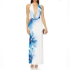 Runaway the label Jasmina Maxi Dress in blue flower